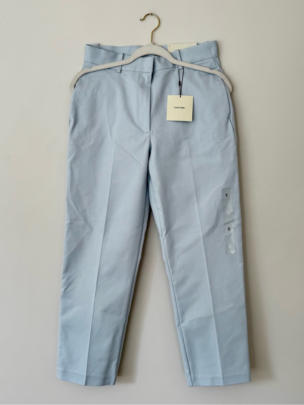 NWT Calvin Klein Tailored Tapered Ankle Trousers, Baby Blue – Size 2